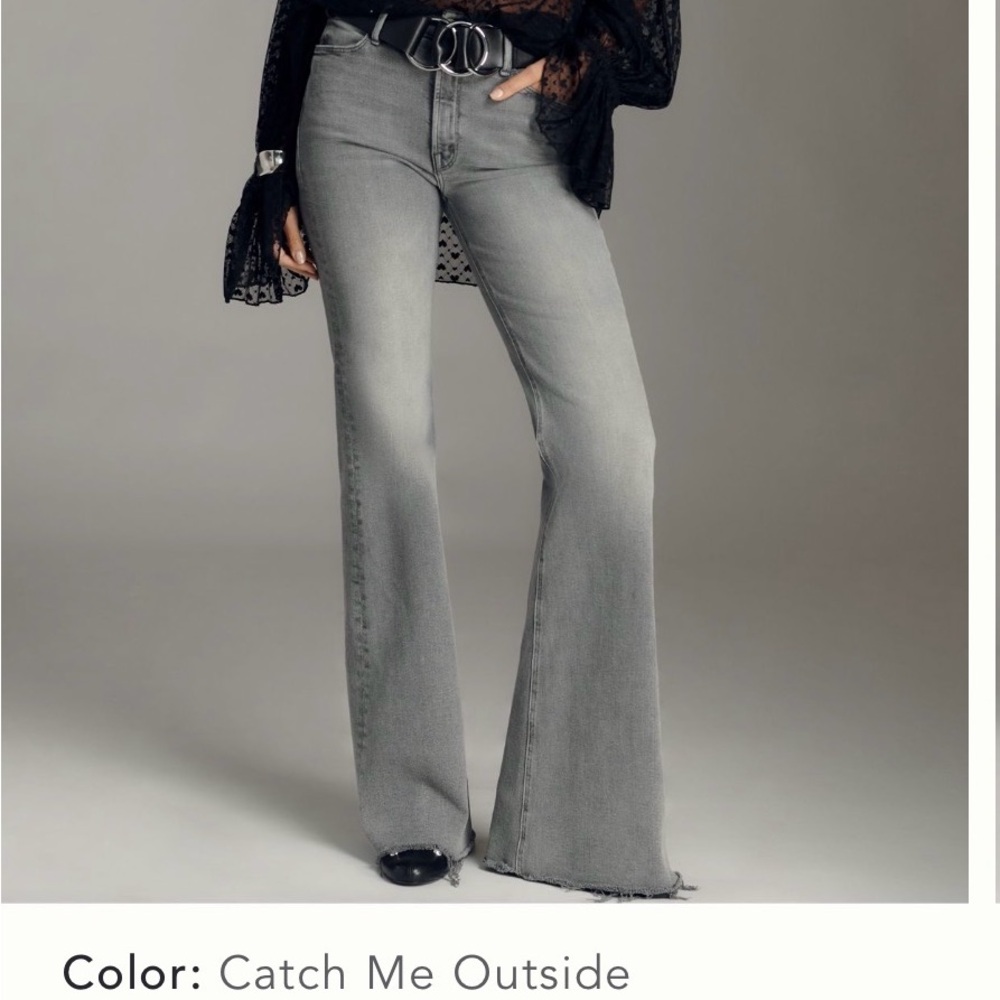 MOTHER Gray Flare Jeans (Doozy Sneak Fray), size 32